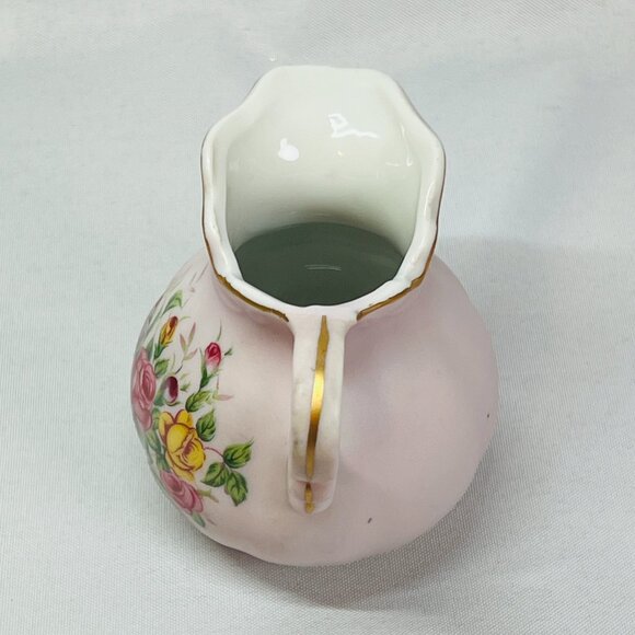 Lefton Pink China Creamer Vintage Hand Painted Small Pitcher Jug Roses #8208 - Picture 8 of 11